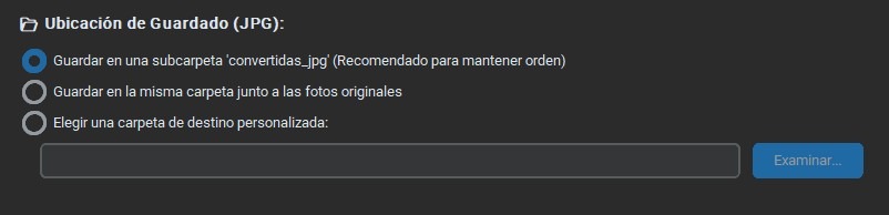 Opciones de Ubicación de Guardado