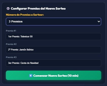 Configuración de Premios